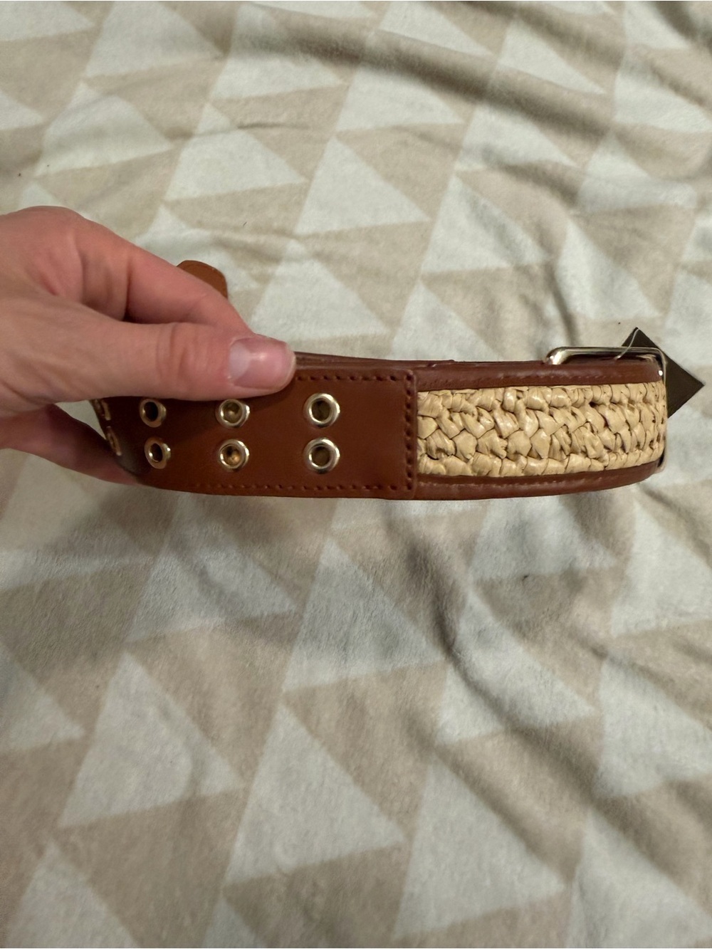 J crew Grommet belt in leather and faux raffia - Picture 5 of 6